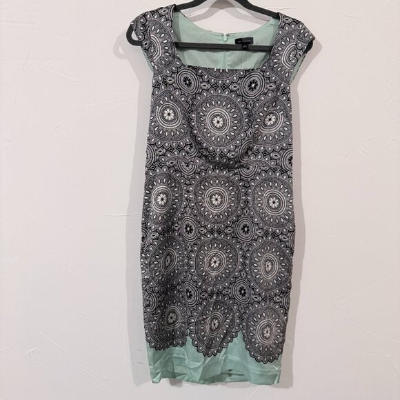 NWT The Limited Geometric Print Sheath Dress, Size 6, Mint Green & Black - Picture 1 of 8